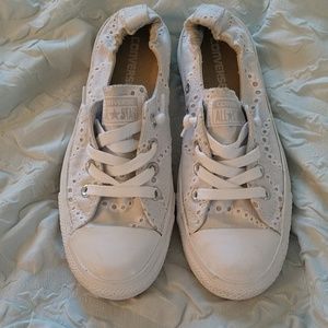 Converse White Lace Slip-ons